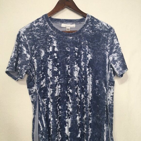 Fourteenth Place Blue  Crushed Velvet Tunic Shirt - Picture 6 of 15
